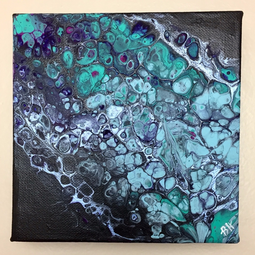 Metallic Blue Pour Painting